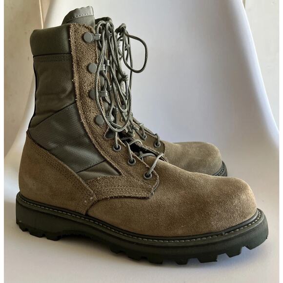 Combat Boots Mondo Mens 7.5 R UFCW Green Suede Steel Toe Vibram Sole Women 9.5 - Picture 7 of 16